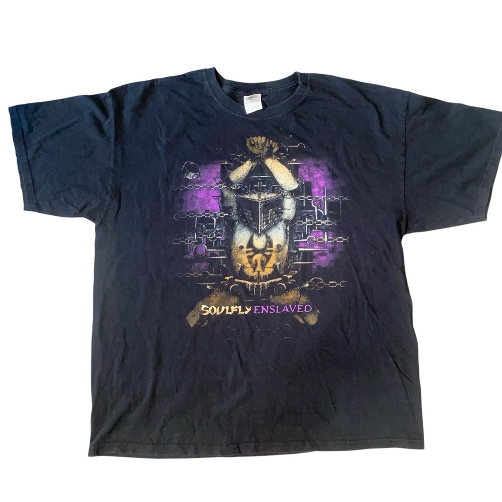 Soulfly Enslaved 15 Years of Metal Tour Band T-Shirt XL Black‎ Y2K Style